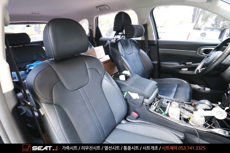 대구 자동차시트 커버 교체 MQ4 쏘렌토 조수석 담배빵 순정으로 교체