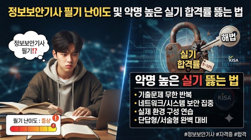 정보보안기사 필기 난이도 및 악명 높은 실기 합격률 뚫는 법