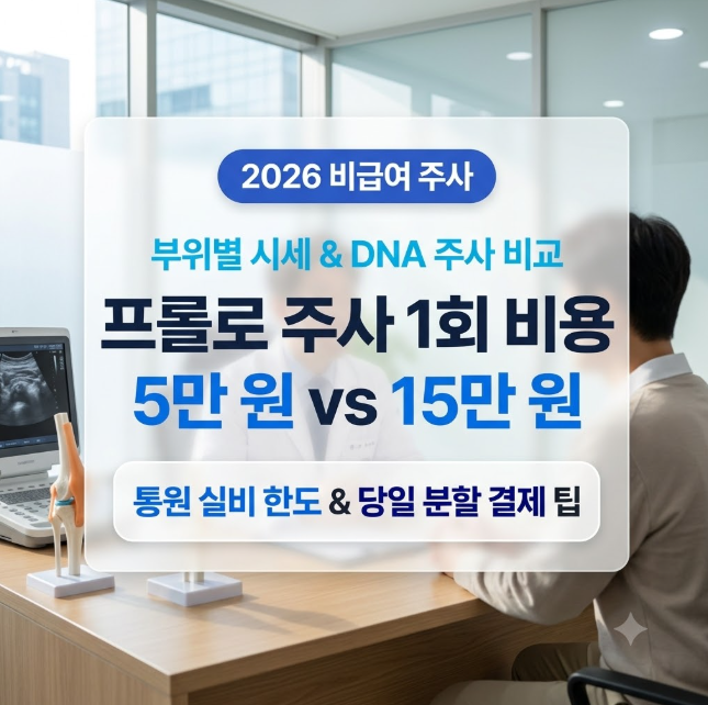 [2026] 프롤로 주사 1회 비용과 실비 청구 기준: 부위별 가격 차이와 DNA 주사 비교