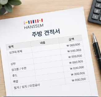 철산 도덕파크타운1단지 한샘 주방｜23평·33평·45평 싱크대 교체와 견적 상담