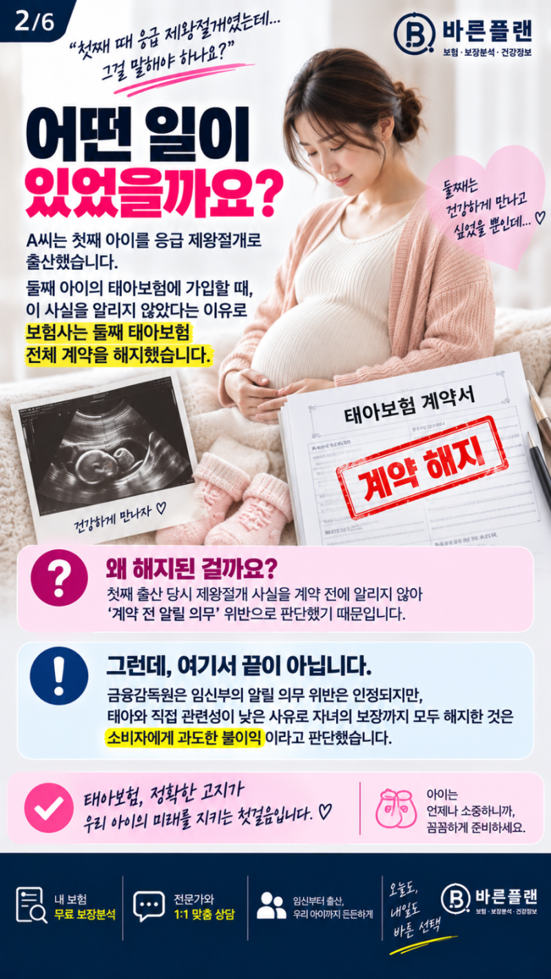 첫째 제왕절개 안 알렸다고, 둘째 태아보험 해지?