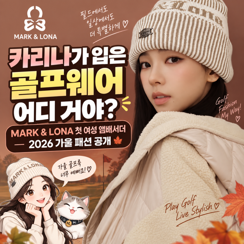 카리나가 입은 골프웨어 어디 거야? MARK & LONA 첫 여성 앰배서더, 2026 가을 패션 공개