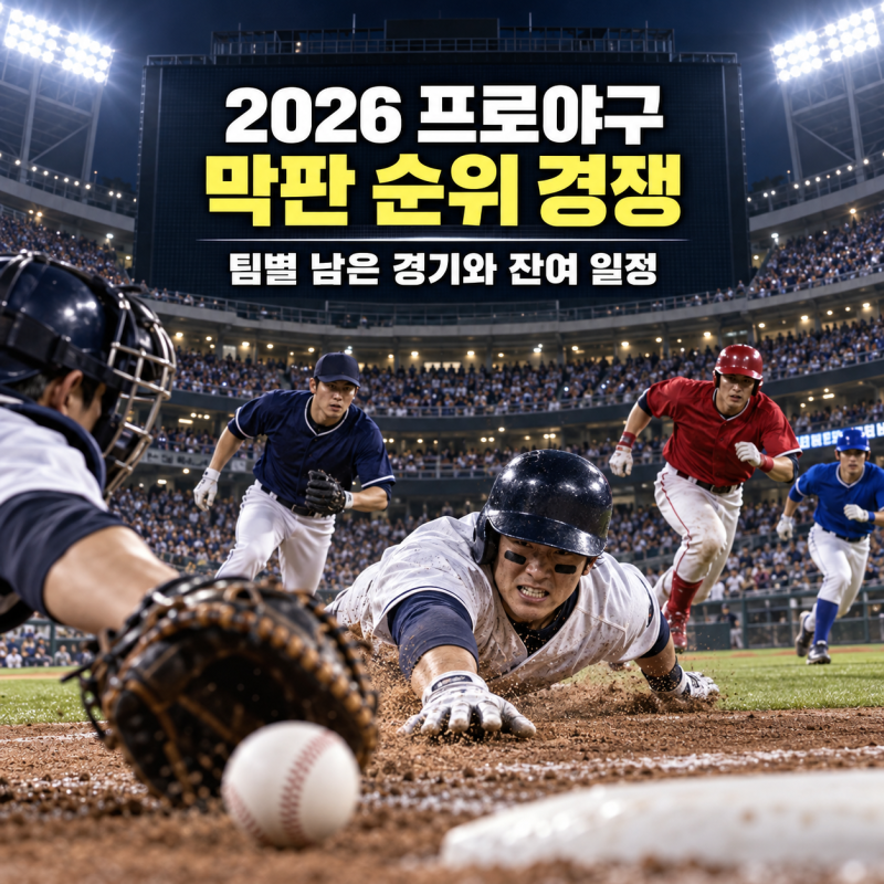 2026 프로야구 막판 순위 경쟁, 팀별 남은 경기 수와 잔여 일정은?