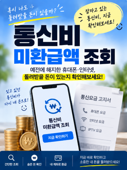 통신비 미환급액 조회｜휴대폰·인터넷 해지했다면 한 번 확인하세요/통신비 환급, 통신요금....