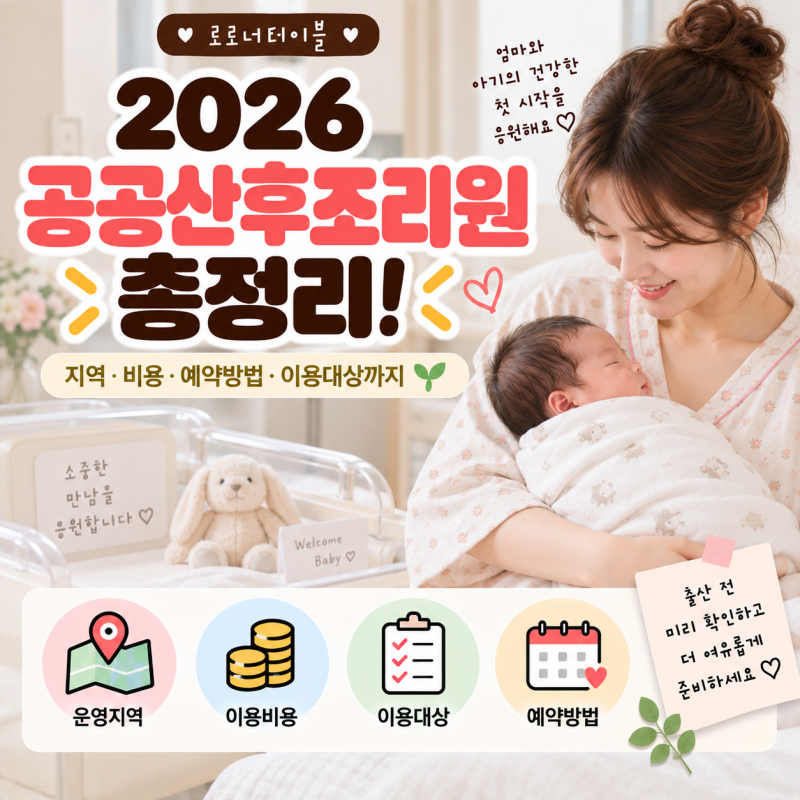 2026 공공산후조리원 총정리! 지역 비용 예약방법 이용대상까지
