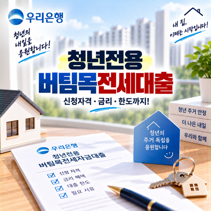청년들의 주거 독립을 위한 확실한 버팀목, 우리은행 청년전용 버팀목전세자금대출 신청 자....