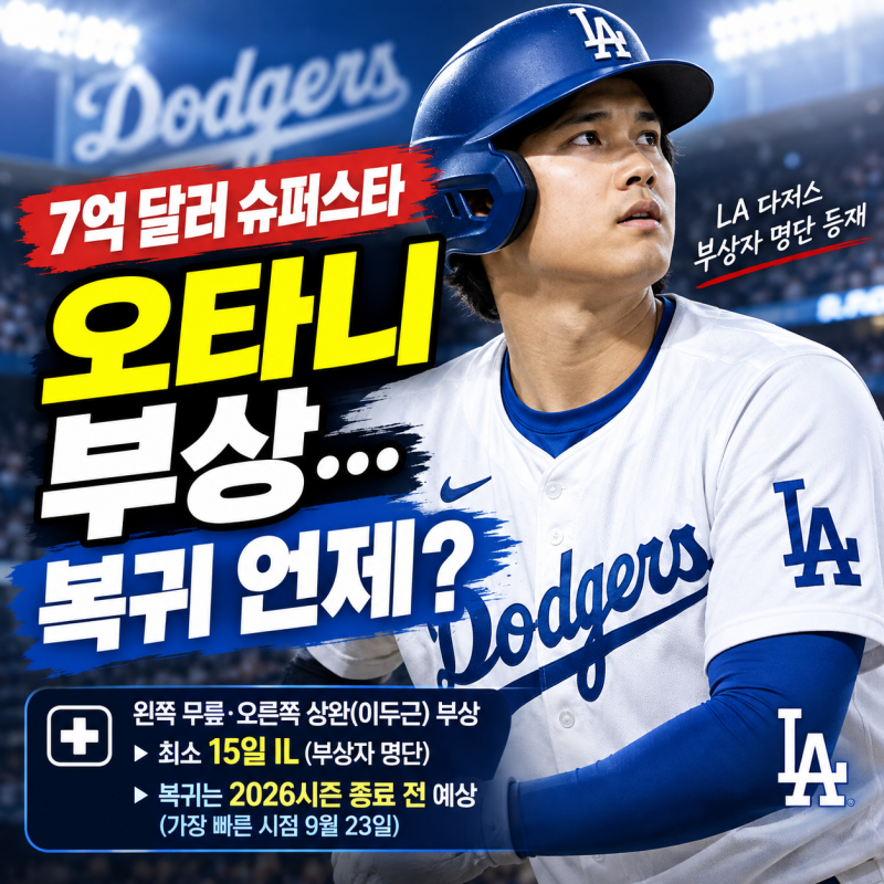오타니 부상 충격…7억 달러 슈퍼스타 복귀 언제? 다저스 최신 소식