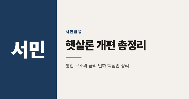 2026년 햇살론 개편, 4개 상품이 2개로 통합된 이유