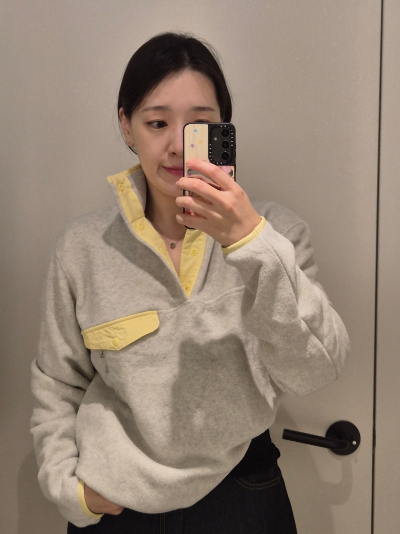 [스파오] 배색 플리스 반오픈 풀오버 _신칠라 무드 가을 필수템 플리스