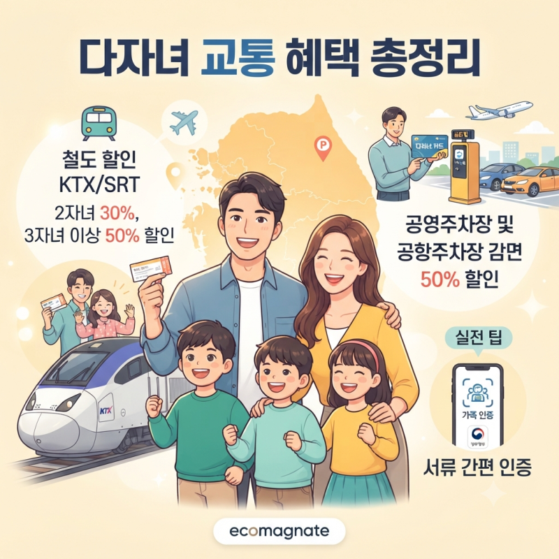 다자녀 가구라면 꼭 챙겨야 할 '숨은 교통 혜택', 대중교통부터 고속철도·공영주차장까지 총....