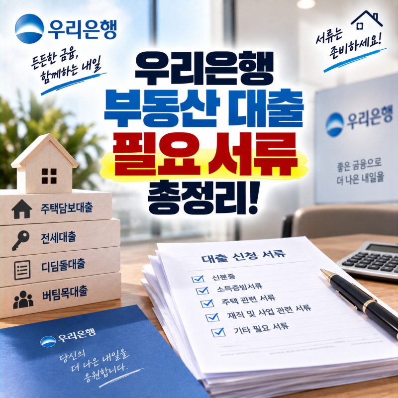 서류 준비하다 지치지 않기 위해 꼭 봐야 할 필수 지침, 우리은행 부동산 대출(주담대·전세·....