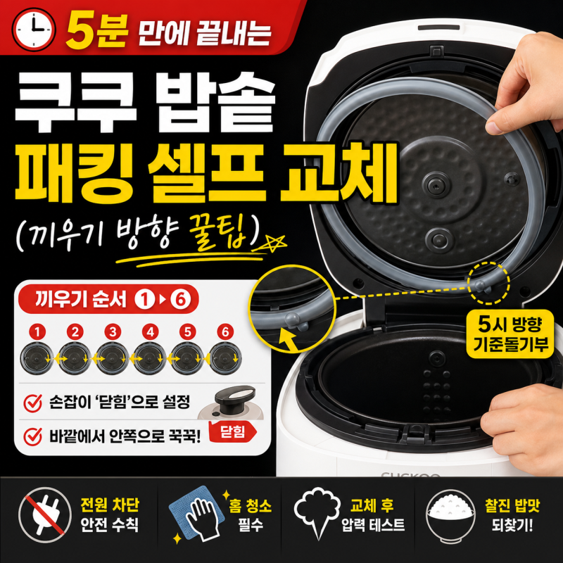 5분 만에 끝내는 쿠쿠 밥솥 패킹 셀프 교체 (끼우기 방향 꿀팁)