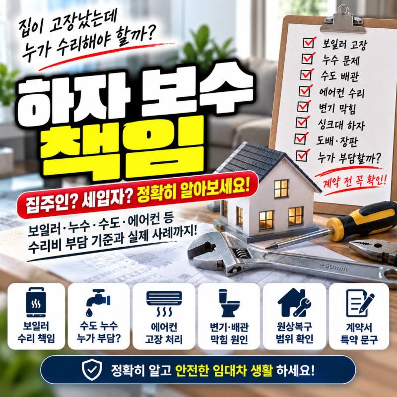 하자 보수 책임, 집주인과 세입자 중 누가 수리비를 내야 할까