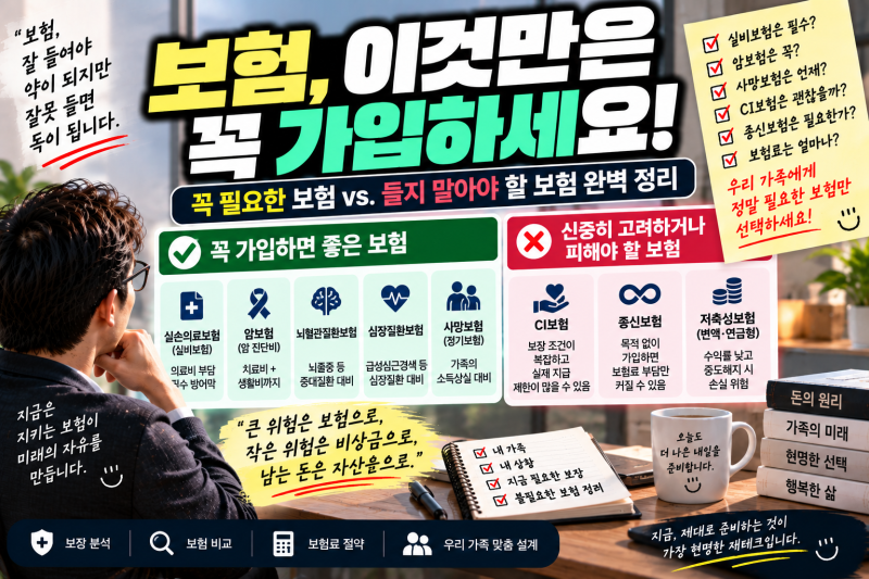 실비·3대질병·사망보험부터 CI·종신보험까지 정리