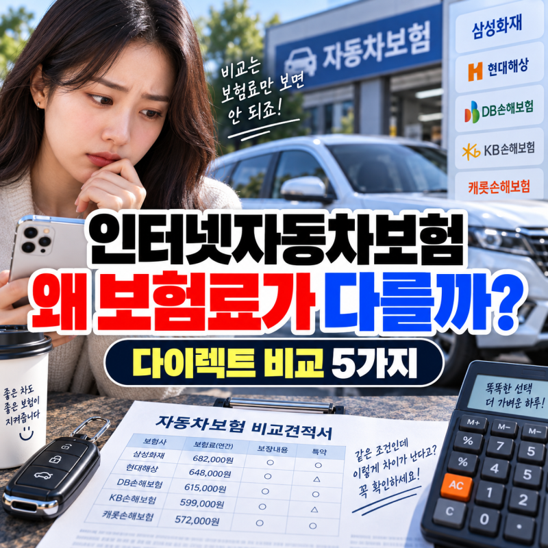 인터넷자동차보험, 같은 조건인데 보험료 왜 다를까? 다이렉트 비교 전 꼭 볼 5가지