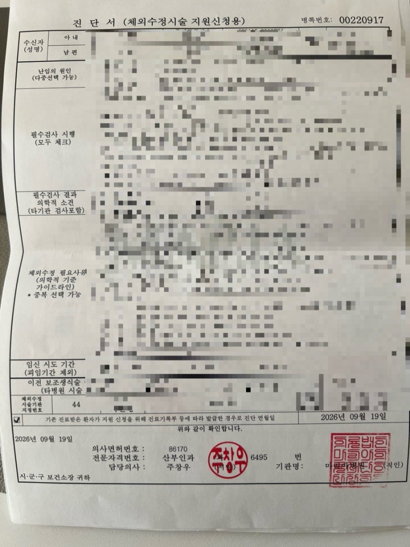 시험관 지원 받는 방법｜난임부부 시술비 지원서 미리 작성하기