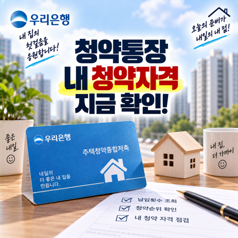 아파트 청약 전 필수 점검! 우리은행 청약통장 납입횟수·청약순위 조회 방법과 내 청약 자격....