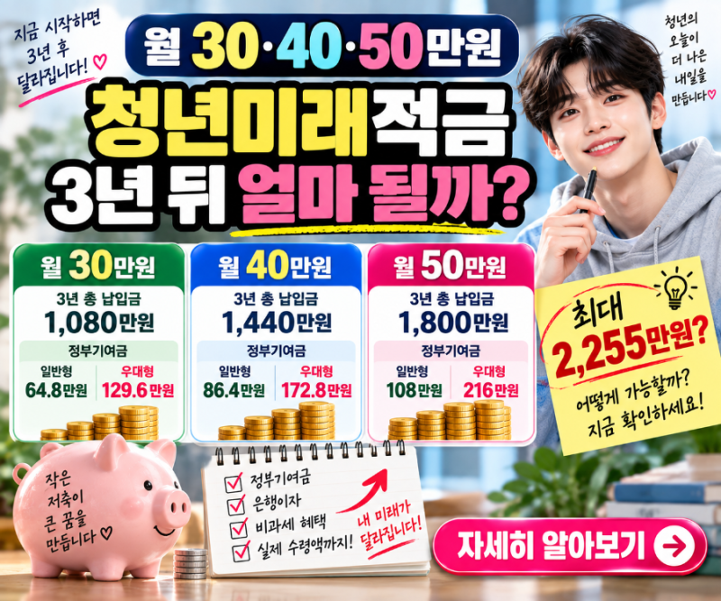 청년미래적금 월 30·40·50만원, 얼마가 적당할까? 3년 뒤 금액 계산해봤습니다