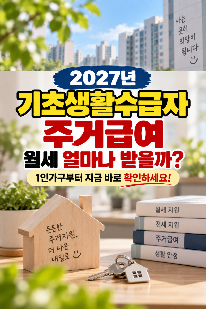 기초생활수급자 주거급여, 월세 얼마나 받을까?｜2027년 1인가구부터 확인