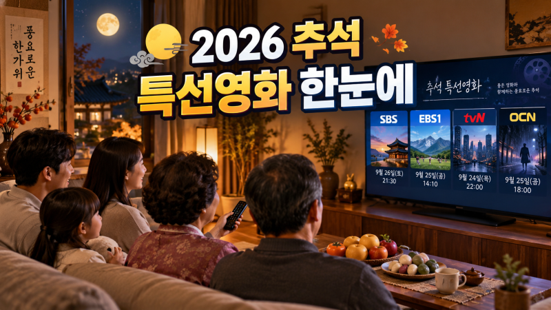 2026년 추석 특선영화, 9월 24~27일 편성표·채널·방송시간 한눈에 정리