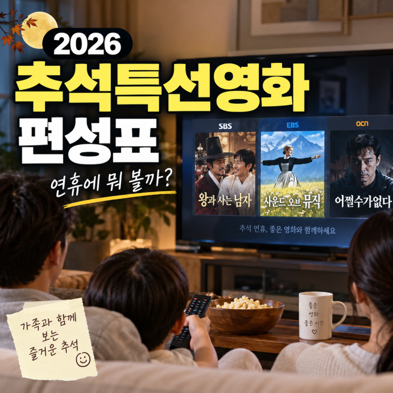 2026 추석특선영화 편성표, 연휴에 뭐 볼까? 방송사별 영화와 시간 확인