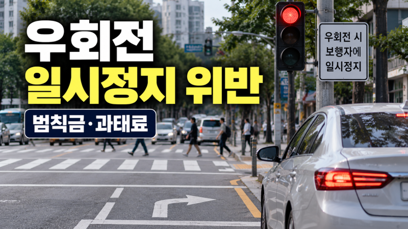 우회전 일시정지 위반, 빨간불에서 안 멈추면 범칙금 6만원