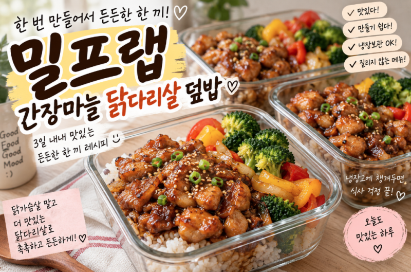 밀프랩 추천 레시피｜3일 내내 맛있는 간장마늘 닭다리살 덮밥