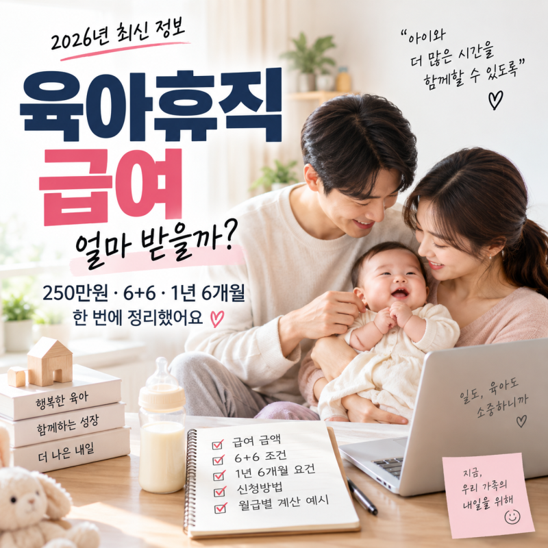 2026 육아휴직 급여 얼마 받을까? 250만원·6+6·1년 6개월 총정리