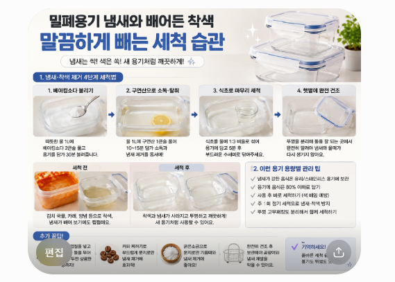 밀폐용기, 냄새와 착색 때문에 버리지 마세요! 말끔하게 되돌리는 세척 습관