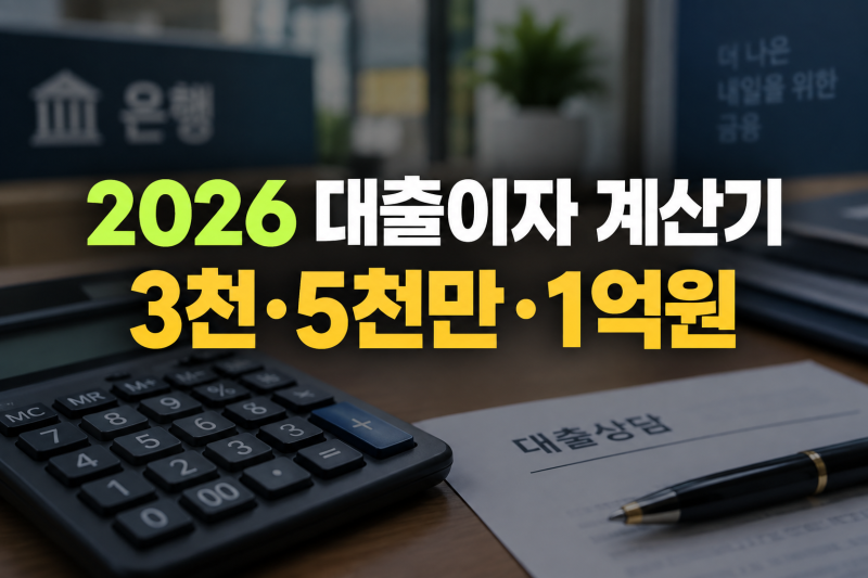 2026 최신 대출이자 계산기(3천·5천만·1억원 직접 계산해봤어요)
