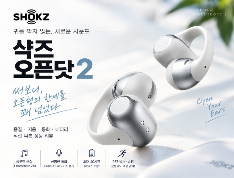샥즈 오픈닷2 써보니｜음질·저음·통화·배터리 솔직 성능 후기
