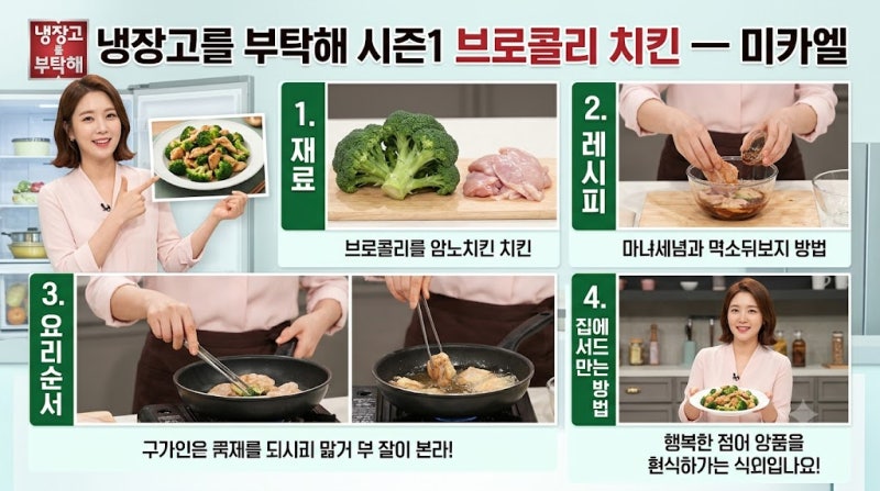 냉장고를 부탁해 시즌1 브로콜리 치킨 — 미카엘｜재료·레시피·요리순서·집에서 만드는 방....