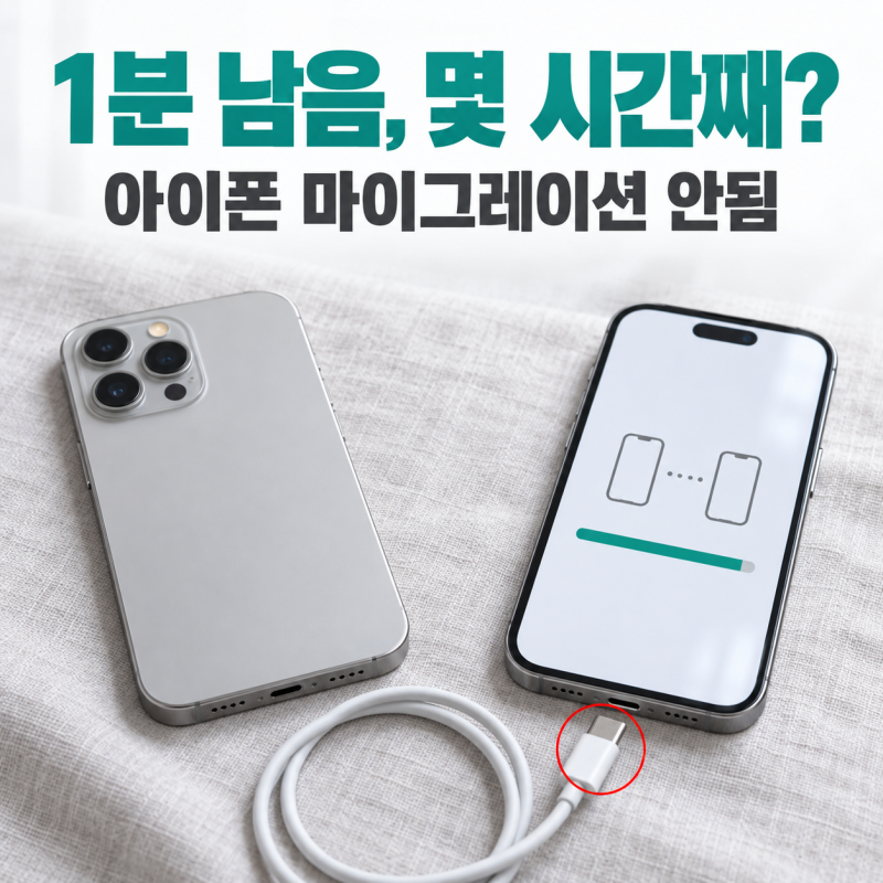 나만 1분 남았다더니 몇 시간째.. 아이폰 마이그레이션 안됨, 결국 케이블이었다