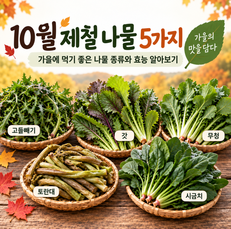 10월 제철 나물은? 가을에 먹기 좋은 나물 종류와 효능 알아보기