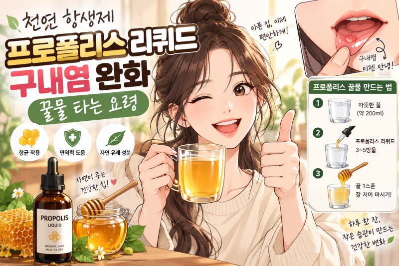 천연 항생제 프로폴리스 리퀴드 구내염 극복법! 꿀물 조제 요령