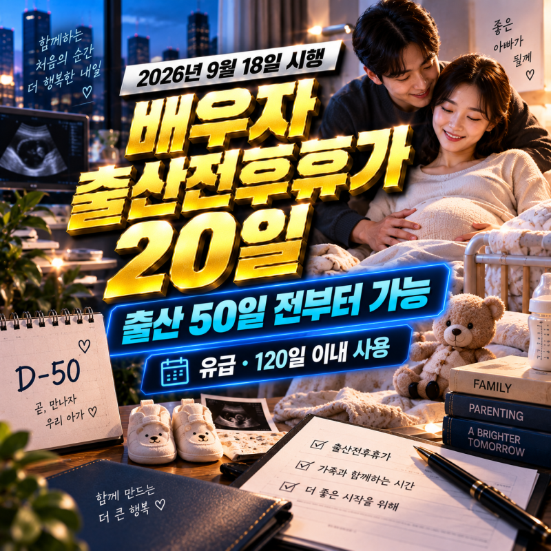 배우자 출산전후휴가 20일, 출산 50일 전부터 사용｜9월18일부터 달라진 3가지