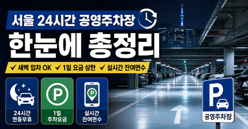 서울 24시간 공영주차장 총정리｜새벽 입차·1일 주차요금·실시간 잔여면수 확인 가능한 6곳