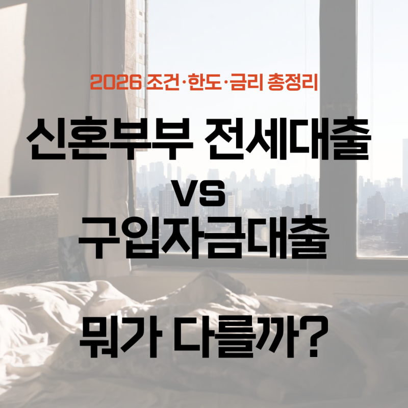 신혼부부 전세대출 vs 구입자금대출, 뭐가 다를까? 2026 조건·한도·금리 총정리