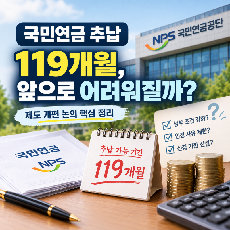 국민연금 추납제도 변경, 앞으로 119개월 추납도 어려워질까?