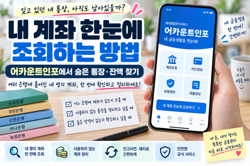 내 계좌 한눈에 조회하는 방법, 어카운트인포에서 숨은 통장.잔액 찾기