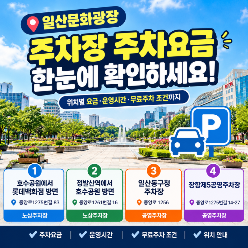 일산문화광장 주차장 주차요금 총정리 호수공원·정발산역 주변 주차장