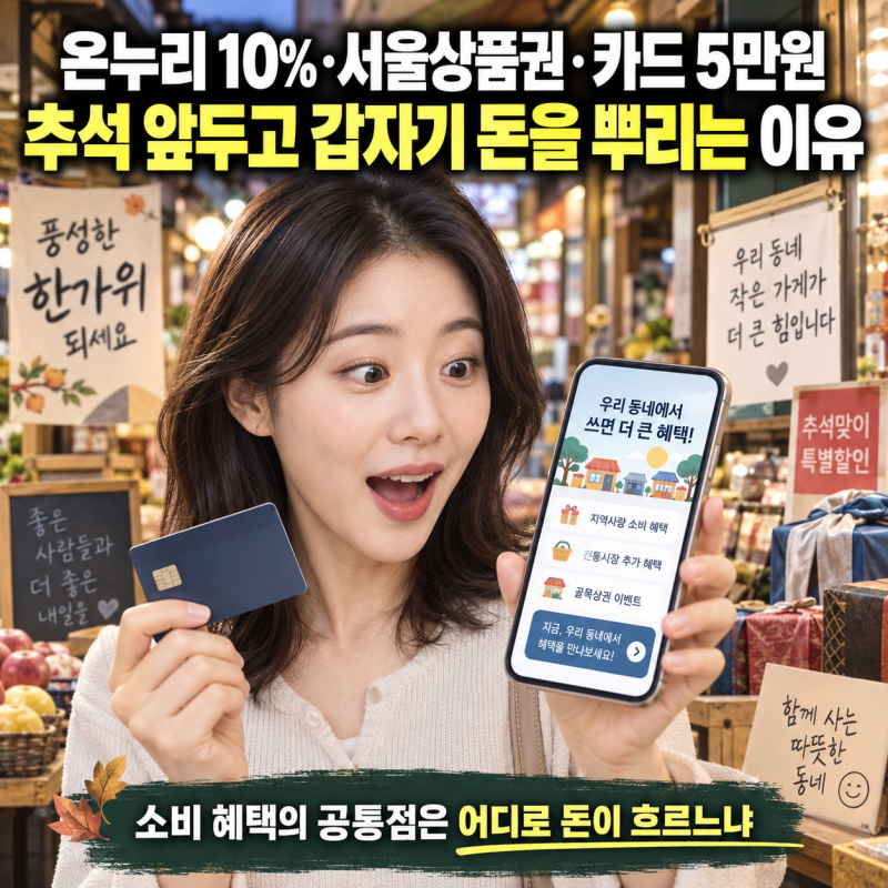 온누리 10%·서울상품권·카드 5만원...추석 앞두고 갑자기 돈을 뿌리는 이유