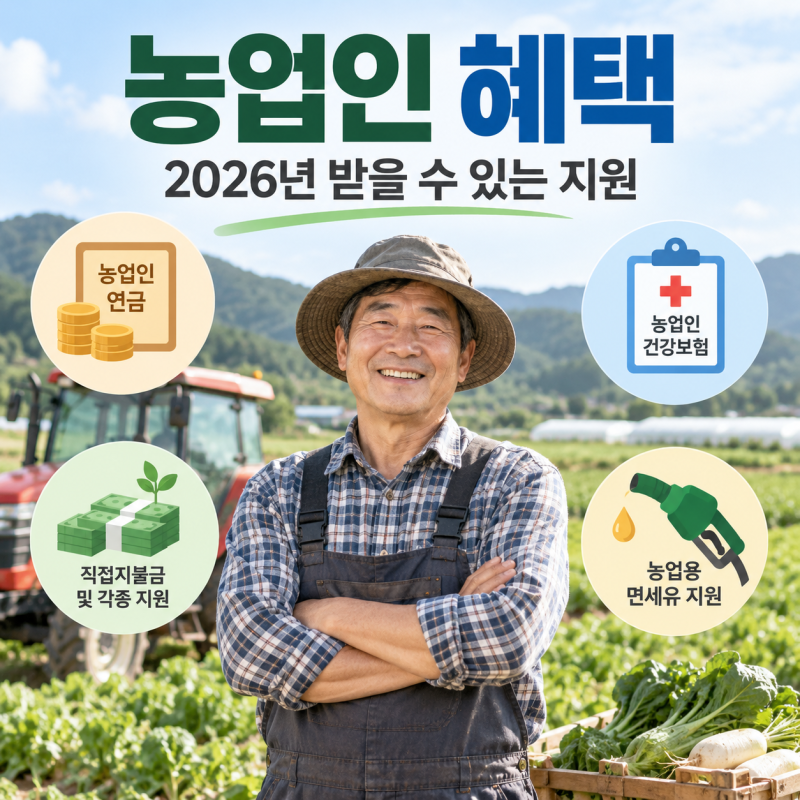 농업인 혜택 총정리, 2026년 받을 수 있는 지원은?