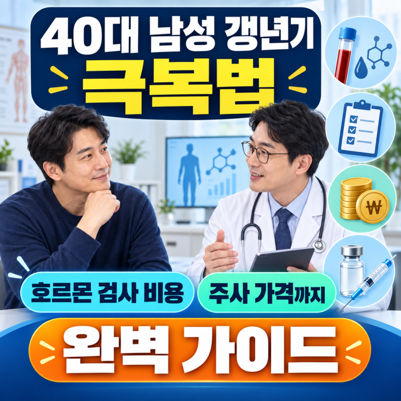 40대 남성 갱년기 극복법, 호르몬 검사 비용부터 주사 가격까지 완벽 가이드