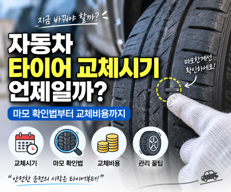 자동차 타이어 교체시기 언제일까? 마모 확인법부터 교체비용까지