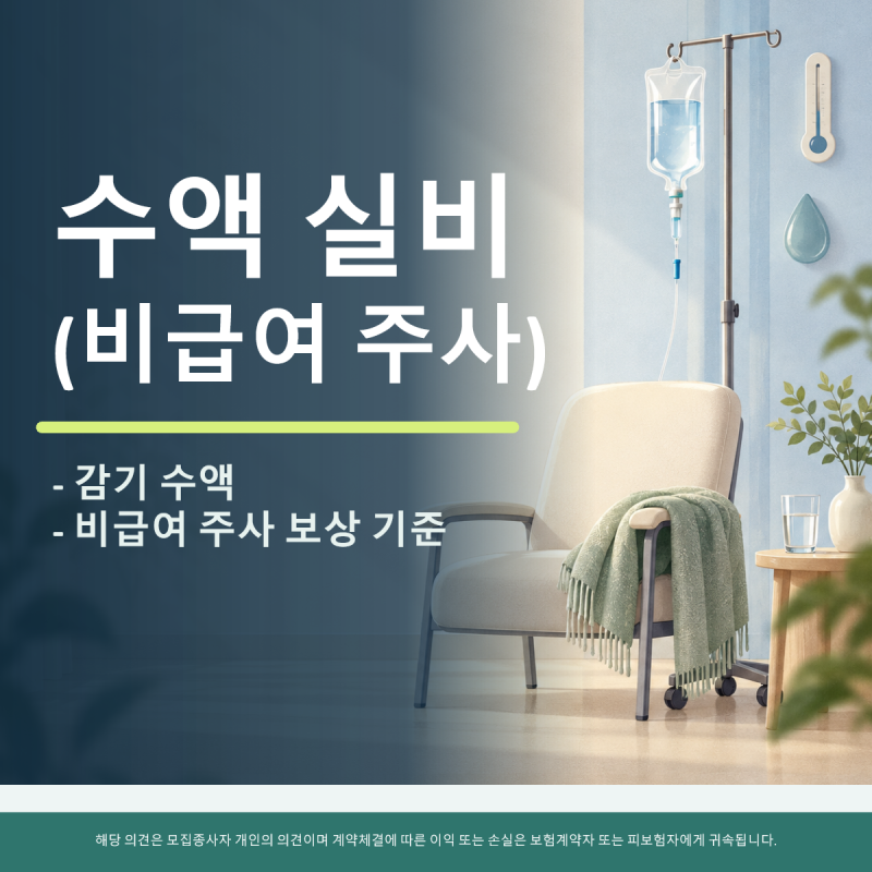 수액 실비, 감기 수액과 비급여 주사 보상 기준