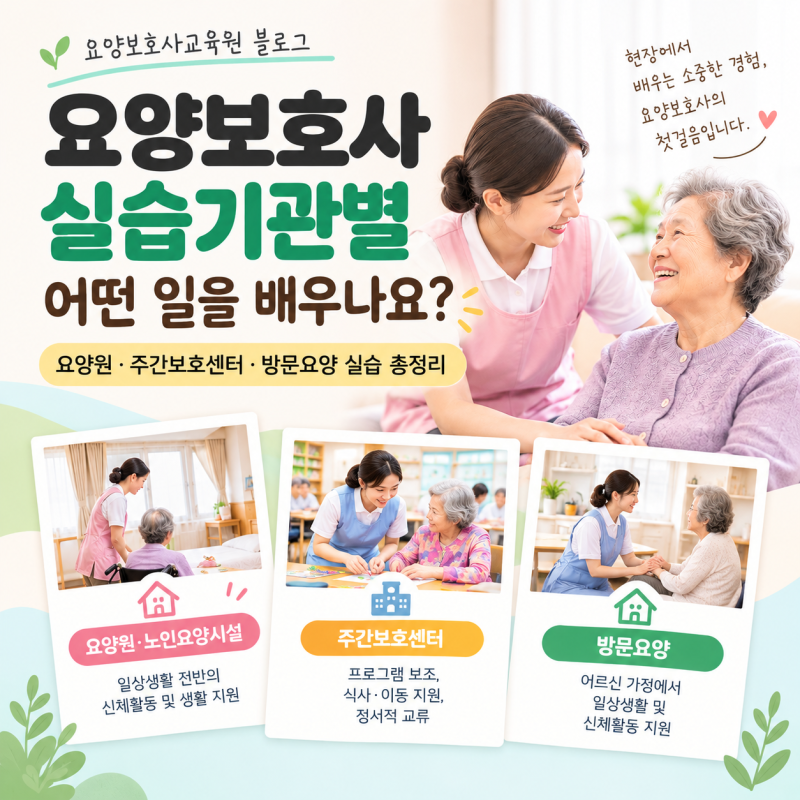 「요양보호사 실습기관별 어떤 일을 배우나요?｜요양원·주간보호센터·방문요양 실습 총정....