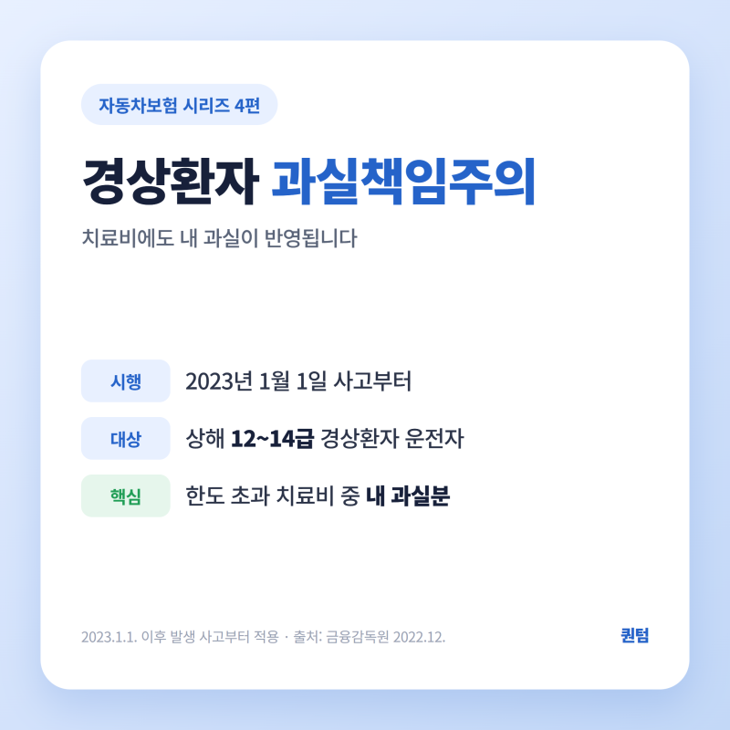 자동차보험 경상환자 과실책임주의 자손 자상 처리