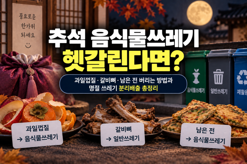 추석 음식물쓰레기 헷갈린다면? 과일껍질·갈비뼈·남은 전 버리는 방법과 명절 쓰레기 분리....