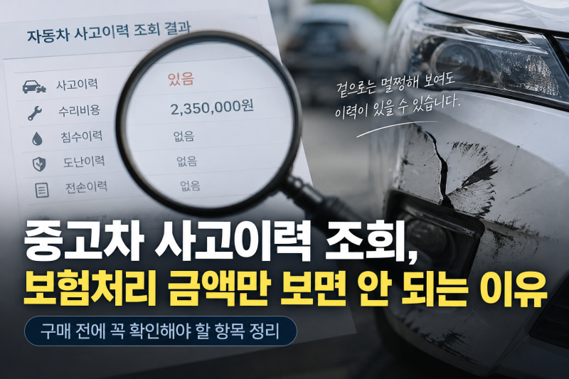 중고차 사고이력 조회, 보험처리 금액만 보면 안 되는 이유